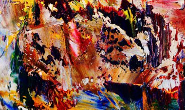 Renkli soyut resim arkaplanı. Modern motif görsel sanat. Yağ renkli yoğun bir karışım. Moda el boyama bezi. Moda poster kağıdı için tuval üzerindeki fırça darbelerini boya