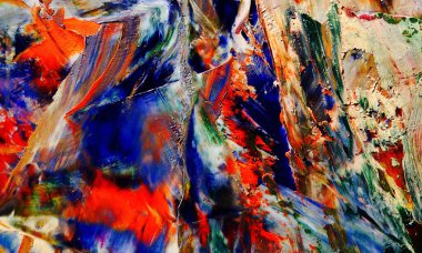 Renkli soyut resim arkaplanı. Modern motif görsel sanat. Yağ renkli yoğun bir karışım. Moda el boyama bezi. Moda poster kağıdı için tuval üzerindeki fırça darbelerini boya