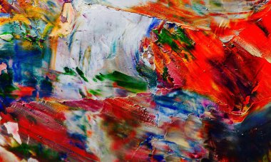 Renkli soyut resim arkaplanı. Modern motif görsel sanat. Yağ renkli yoğun bir karışım. Moda el boyama bezi. Moda poster kağıdı için tuval üzerindeki fırça darbelerini boya