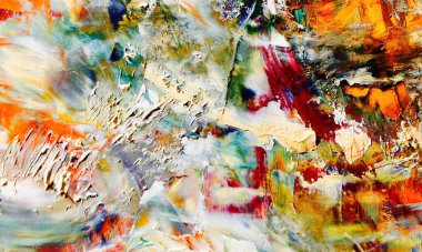 Renkli soyut resim arkaplanı. Modern motif görsel sanat. Yağ renkli yoğun bir karışım. Moda el boyama bezi. Moda poster kağıdı için tuval üzerindeki fırça darbelerini boya