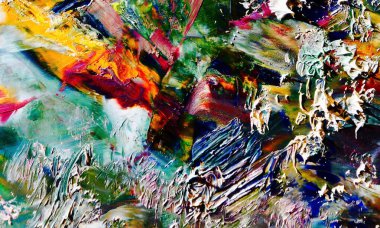Renkli soyut resim arkaplanı. Modern motif görsel sanat. Yağ renkli yoğun bir karışım. Moda el boyama bezi. Moda poster kağıdı için tuval üzerindeki fırça darbelerini boya