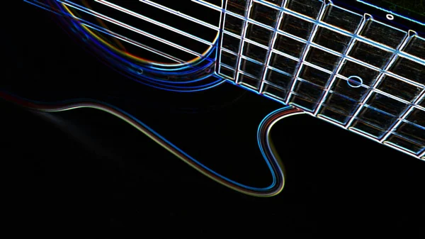 Guitarra Elétrica Luz Néon Abstrata Papel Parede — Fotografia de Stock