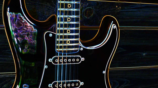 Elektrická Kytara Abstraktní Neonové Světlo Tapeta — Stock fotografie