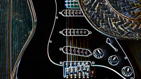 Chitarra Elettrica Luce Neon Astratta Carta Parati — Foto Stock