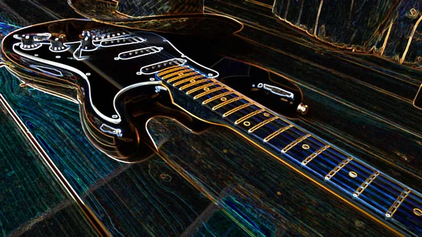 Elektro Gitar Soyut Neon Işığı Duvar Kağıdı — Stok fotoğraf