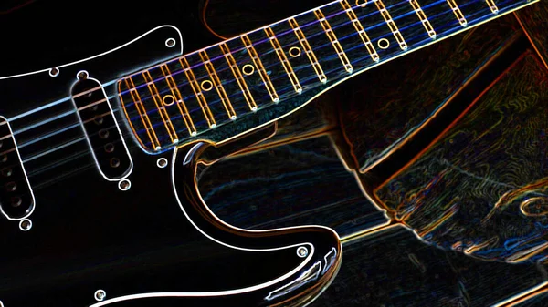 Chitarra Elettrica Luce Neon Astratta Carta Parati — Foto Stock