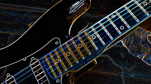 Elektrisk Gitarr Abstrakt Neonljus Tapet — Stockfoto