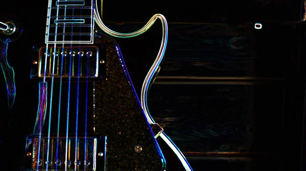 Guitarra Elétrica Luz Néon Abstrata Papel Parede — Fotografia de Stock