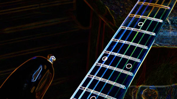 Guitarra Elétrica Luz Néon Abstrata Papel Parede — Fotografia de Stock