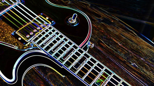 Guitarra Elétrica Luz Néon Abstrata Papel Parede — Fotografia de Stock