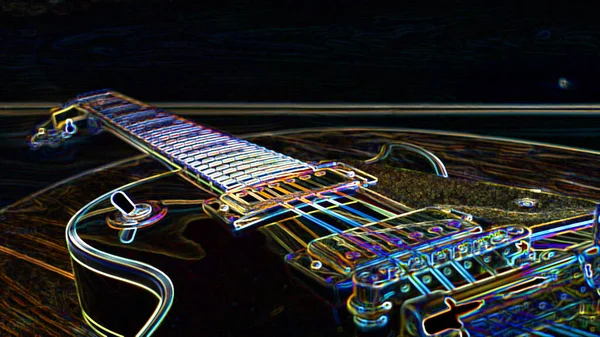 Gitarre Abstraktes Neonlicht Tapete — Stockfoto