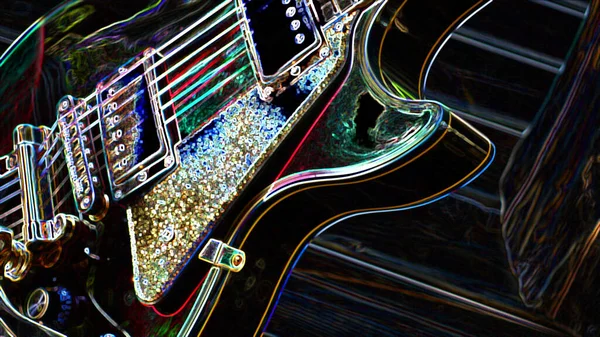 Gitarre Abstraktes Neonlicht Tapete — Stockfoto