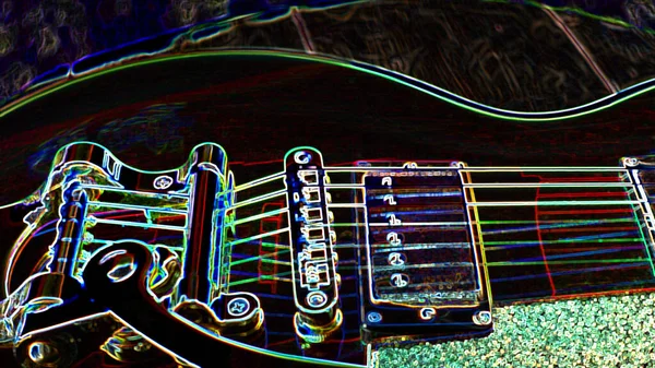 Guitarra Eléctrica Luz Neón Abstracta Fondo Pantalla —  Fotos de Stock
