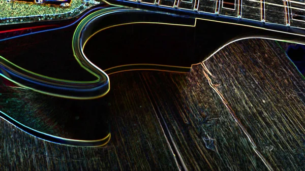 Elektrisk Guitar Abstrakt Neonlys Tapet - Stock-foto