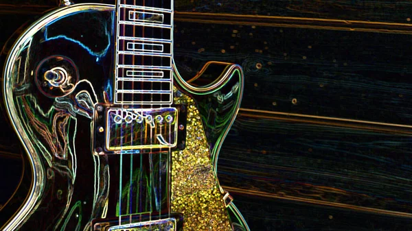 Guitarra Eléctrica Luz Neón Abstracta Fondo Pantalla — Foto de Stock