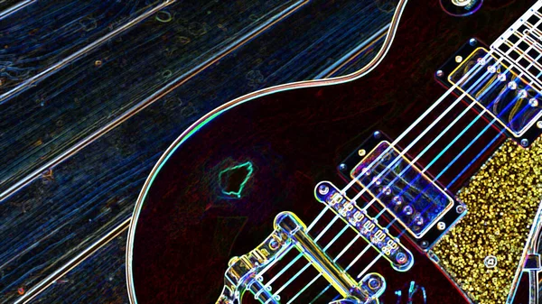 Guitarra Elétrica Luz Néon Abstrata Papel Parede — Fotografia de Stock