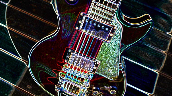 Gitara Elektryczna Abstrakcyjne Światło Neonowe Tapeta — Zdjęcie stockowe