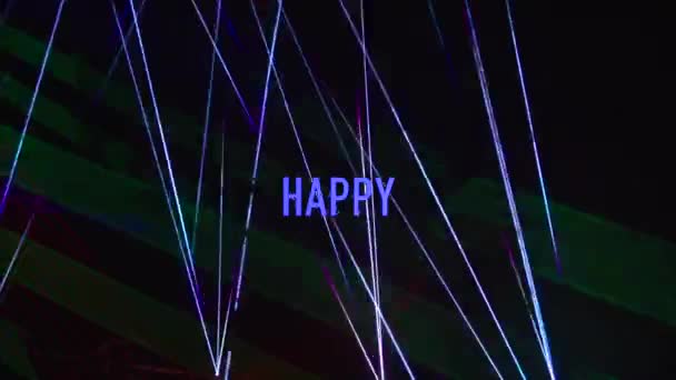 Happy Birthday Text Farbe Licht Hintergrund — Stockvideo