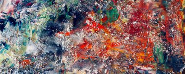 Renkli soyut resim arkaplanı. Modern motif görsel sanat. Yağ renkli yoğun bir karışım. Moda el boyama bezi. Moda poster kağıdı için tuval üzerindeki fırça darbelerini boya