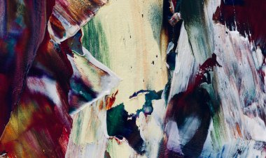 Renkli soyut resim arkaplanı. Modern motif görsel sanat. Yağ renkli yoğun bir karışım. Moda el boyama bezi. Moda poster kağıdı için tuval üzerindeki fırça darbelerini boya