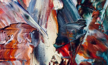 Renkli soyut resim arkaplanı. Modern motif görsel sanat. Yağ renkli yoğun bir karışım. Moda el boyama bezi. Moda poster kağıdı için tuval üzerindeki fırça darbelerini boya