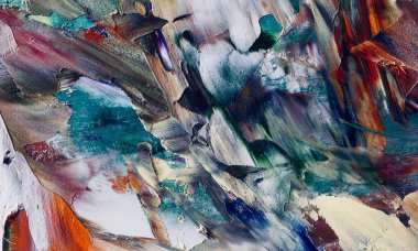 Renkli soyut resim arkaplanı. Modern motif görsel sanat. Yağ renkli yoğun bir karışım. Moda el boyama bezi. Moda poster kağıdı için tuval üzerindeki fırça darbelerini boya