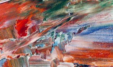 Renkli soyut resim arkaplanı. Modern motif görsel sanat. Yağ renkli yoğun bir karışım. Moda el boyama bezi. Moda poster kağıdı için tuval üzerindeki fırça darbelerini boya