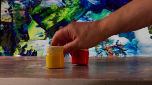 Pinceaux Peintures Art Peinture Artistique Abstraite Fond Couleur — Video