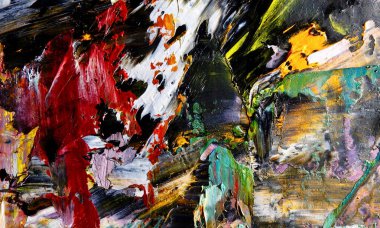 Renkli soyut resim arkaplanı. Modern motif görsel sanat. Yağ renkli yoğun bir karışım. Moda el boyama bezi. Moda poster kağıdı için tuval üzerindeki fırça darbelerini boya