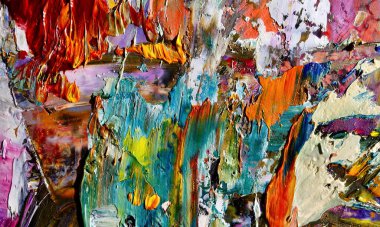 Renkli soyut resim arkaplanı. Modern motif görsel sanat. Yağ renkli yoğun bir karışım. Moda el boyama bezi. Moda poster kağıdı için tuval üzerindeki fırça darbelerini boya