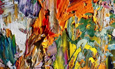 Renkli soyut resim arkaplanı. Modern motif görsel sanat. Yağ renkli yoğun bir karışım. Moda el boyama bezi. Moda poster kağıdı için tuval üzerindeki fırça darbelerini boya