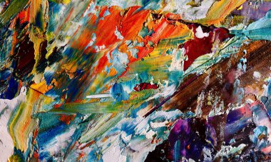 Renkli soyut resim arkaplanı. Modern motif görsel sanat. Yağ renkli yoğun bir karışım. Moda el boyama bezi. Moda poster kağıdı için tuval üzerindeki fırça darbelerini boya