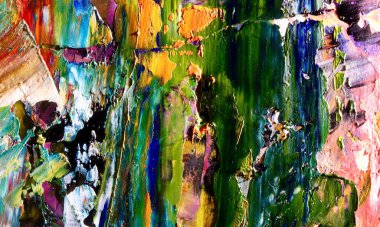 Renkli soyut resim arkaplanı. Modern motif görsel sanat. Yağ renkli yoğun bir karışım. Moda el boyama bezi. Moda poster kağıdı için tuval üzerindeki fırça darbelerini boya