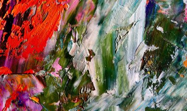 Renkli soyut resim arkaplanı. Modern motif görsel sanat. Yağ renkli yoğun bir karışım. Moda el boyama bezi. Moda poster kağıdı için tuval üzerindeki fırça darbelerini boya