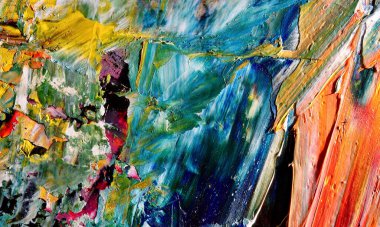 Renkli soyut resim arkaplanı. Modern motif görsel sanat. Yağ renkli yoğun bir karışım. Moda el boyama bezi. Moda poster kağıdı için tuval üzerindeki fırça darbelerini boya
