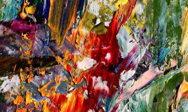 Renkli soyut resim arkaplanı. Modern motif görsel sanat. Yağ renkli yoğun bir karışım. Moda el boyama bezi. Moda poster kağıdı için tuval üzerindeki fırça darbelerini boya