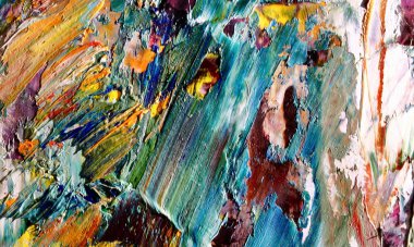 Renkli soyut resim arkaplanı. Modern motif görsel sanat. Yağ renkli yoğun bir karışım. Moda el boyama bezi. Moda poster kağıdı için tuval üzerindeki fırça darbelerini boya