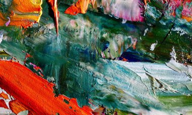 Renkli soyut resim arkaplanı. Modern motif görsel sanat. Yağ renkli yoğun bir karışım. Moda el boyama bezi. Moda poster kağıdı için tuval üzerindeki fırça darbelerini boya