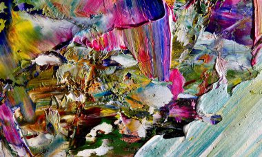 Renkli soyut resim arkaplanı. Modern motif görsel sanat. Yağ renkli yoğun bir karışım. Moda el boyama bezi. Moda poster kağıdı için tuval üzerindeki fırça darbelerini boya