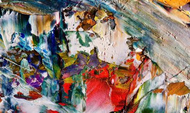 Renkli soyut resim arkaplanı. Modern motif görsel sanat. Yağ renkli yoğun bir karışım. Moda el boyama bezi. Moda poster kağıdı için tuval üzerindeki fırça darbelerini boya