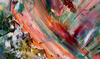 Renkli soyut resim arkaplanı. Modern motif görsel sanat. Yağ renkli yoğun bir karışım. Moda el boyama bezi. Moda poster kağıdı için tuval üzerindeki fırça darbelerini boya