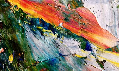 Renkli soyut resim arkaplanı. Modern motif görsel sanat. Yağ renkli yoğun bir karışım. Moda el boyama bezi. Moda poster kağıdı için tuval üzerindeki fırça darbelerini boya