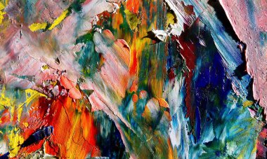 Renkli soyut resim arkaplanı. Modern motif görsel sanat. Yağ renkli yoğun bir karışım. Moda el boyama bezi. Moda poster kağıdı için tuval üzerindeki fırça darbelerini boya