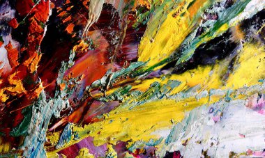 Renkli soyut resim arkaplanı. Modern motif görsel sanat. Yağ renkli yoğun bir karışım. Moda el boyama bezi. Moda poster kağıdı için tuval üzerindeki fırça darbelerini boya