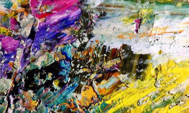 Renkli soyut resim arkaplanı. Modern motif görsel sanat. Yağ renkli yoğun bir karışım. Moda el boyama bezi. Moda poster kağıdı için tuval üzerindeki fırça darbelerini boya