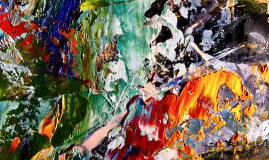 Renkli soyut resim arkaplanı. Modern motif görsel sanat. Yağ renkli yoğun bir karışım. Moda el boyama bezi. Moda poster kağıdı için tuval üzerindeki fırça darbelerini boya
