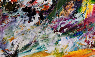 Renkli soyut resim arkaplanı. Modern motif görsel sanat. Yağ renkli yoğun bir karışım. Moda el boyama bezi. Moda poster kağıdı için tuval üzerindeki fırça darbelerini boya