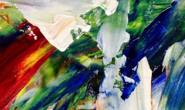 Renkli soyut resim arkaplanı. Modern motif görsel sanat. Yağ renkli yoğun bir karışım. Moda el boyama bezi. Moda poster kağıdı için tuval üzerindeki fırça darbelerini boya