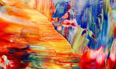 Renkli soyut resim arkaplanı. Modern motif görsel sanat. Yağ renkli yoğun bir karışım. Moda el boyama bezi. Moda poster kağıdı için tuval üzerindeki fırça darbelerini boya