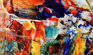 Renkli soyut resim arkaplanı. Modern motif görsel sanat. Yağ renkli yoğun bir karışım. Moda el boyama bezi. Moda poster kağıdı için tuval üzerindeki fırça darbelerini boya